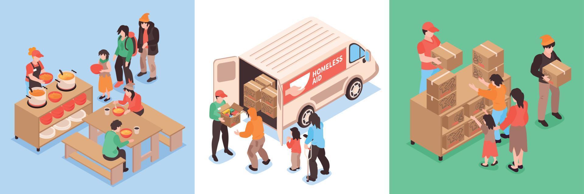 Volunteers Isometric Design Concept vector