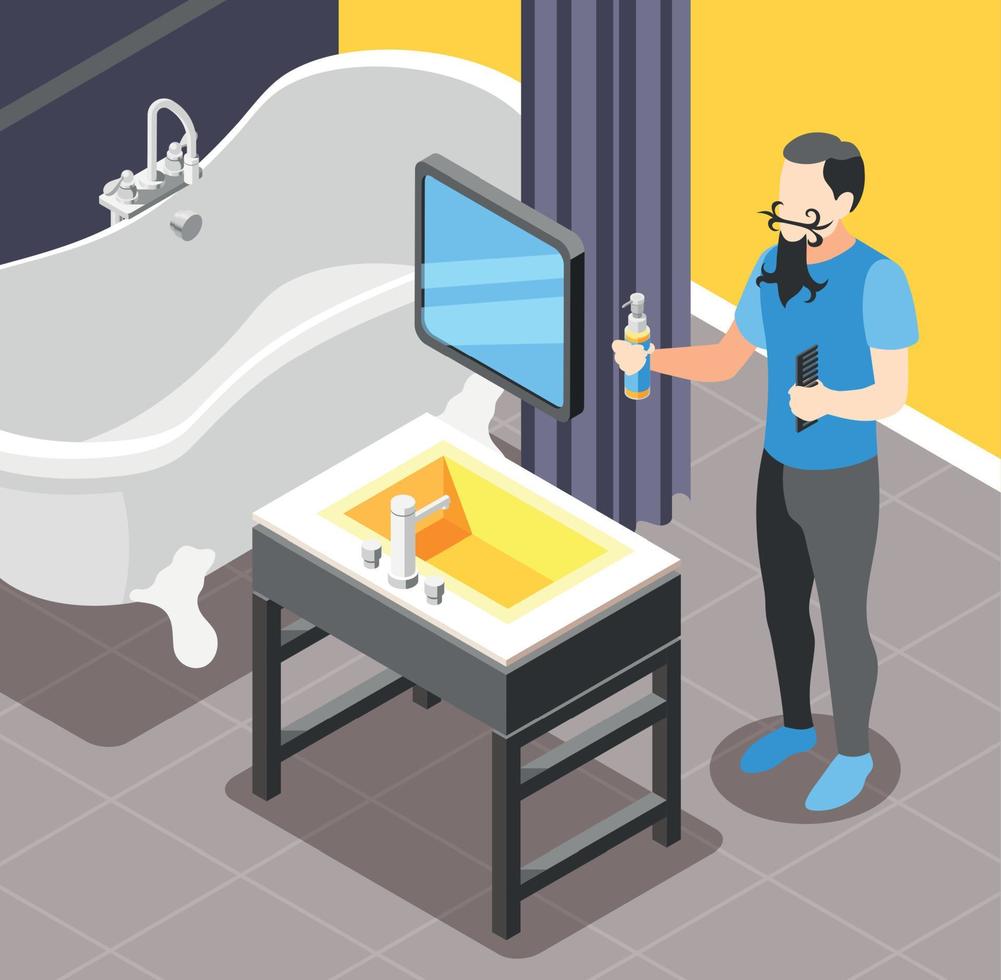 Men Problems Isometric Background vector