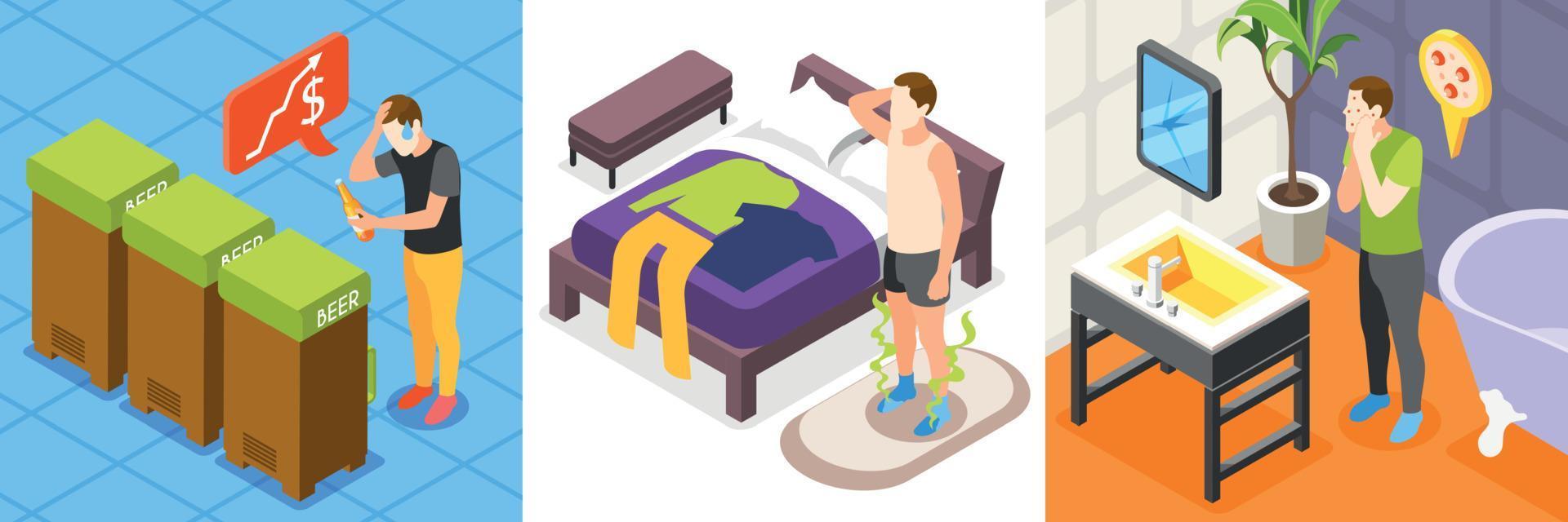 Men Problems Isometric Concept vector