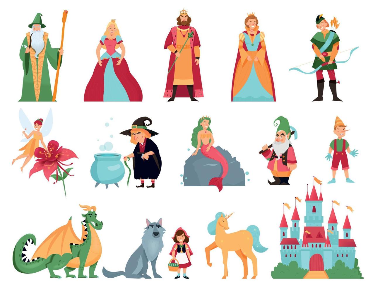 conjunto de personajes de cuento de hadas vector