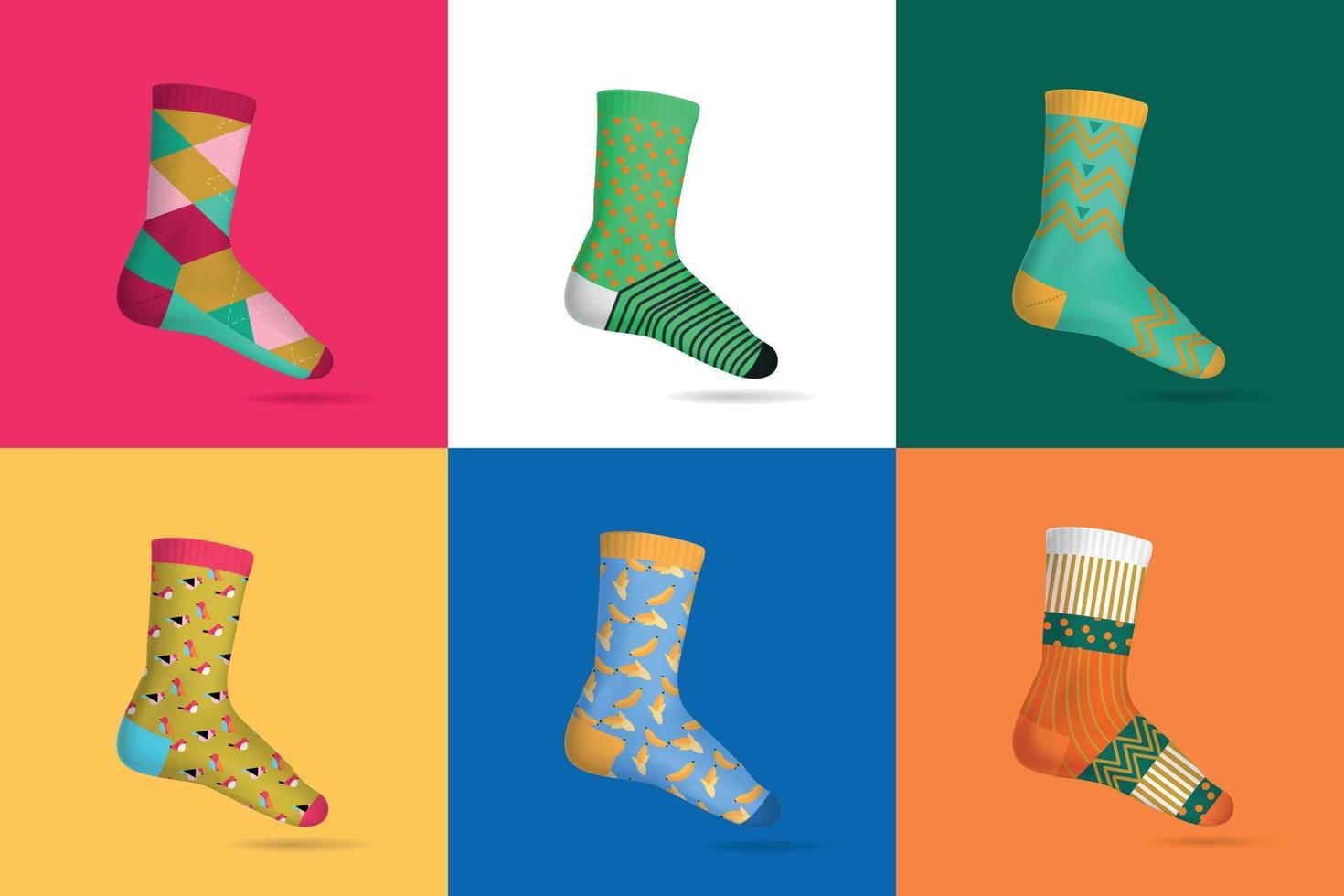 calcetines concepto de diseño multicolor realista vector