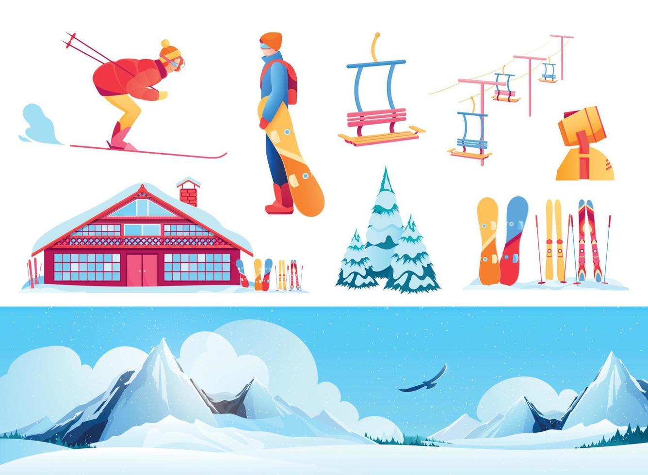Ski Resort Set vector