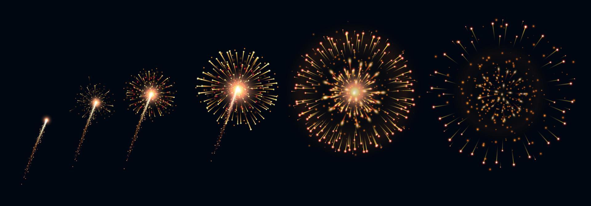 Pyrotechnics And Fireworks Set vector