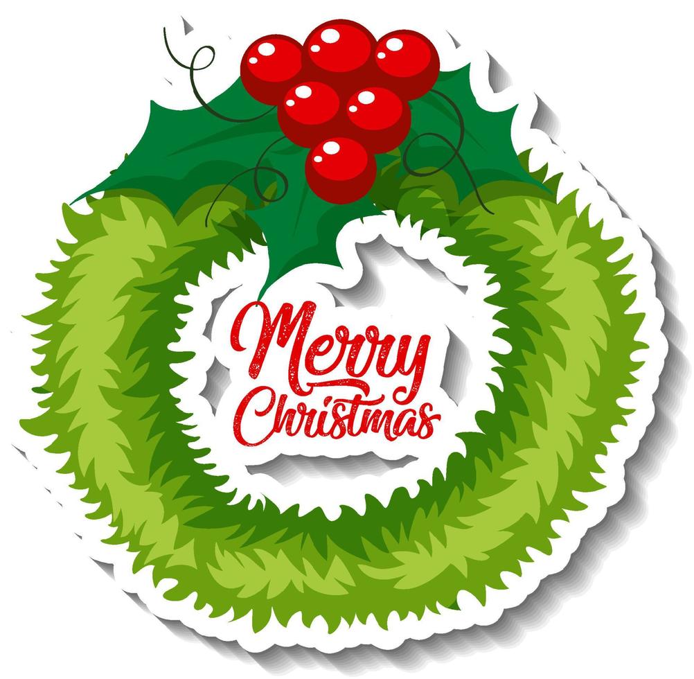 A sticker template with Christmas wreath isolated vector