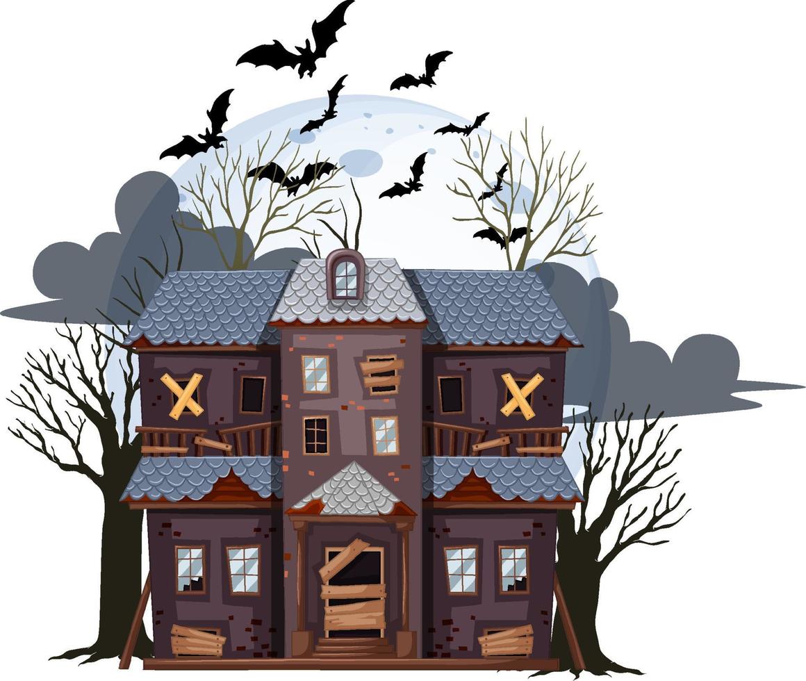 Halloween abandoned house on white background vector
