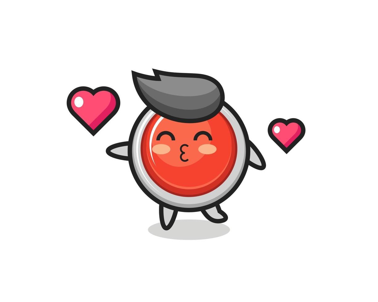 emergency panic button character cartoon with kissing gesture vector