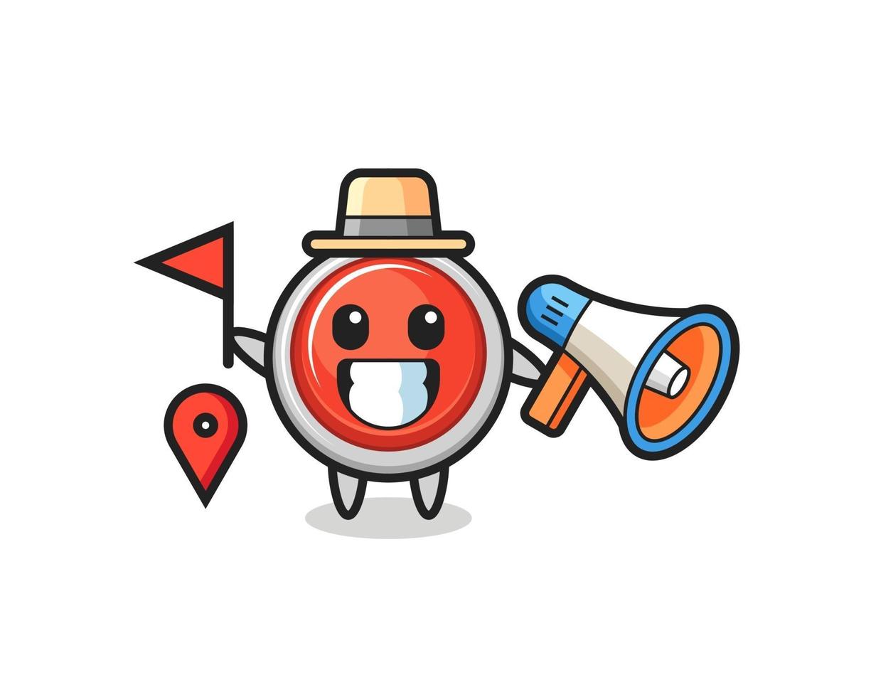 Character cartoon of emergency panic button as a tour guide vector