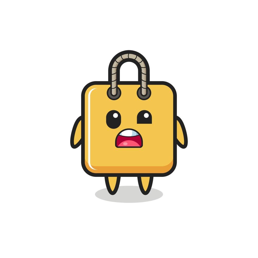 the shocked face of the cute shopping bag mascot vector