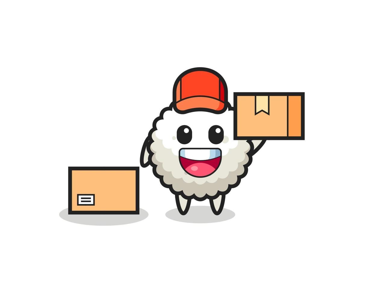 ilustración de mascota de bola de arroz como mensajero vector