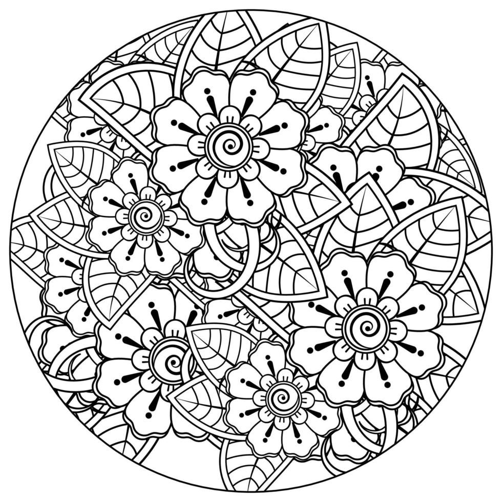 mehndi flower decorative ornament in ethnic oriental style. vector