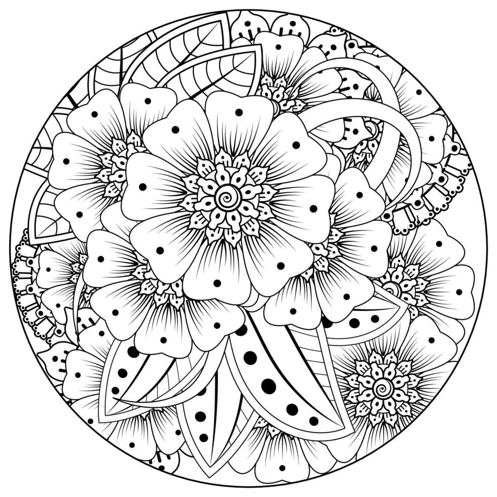 mehndi flower decorative ornament in ethnic oriental style vector