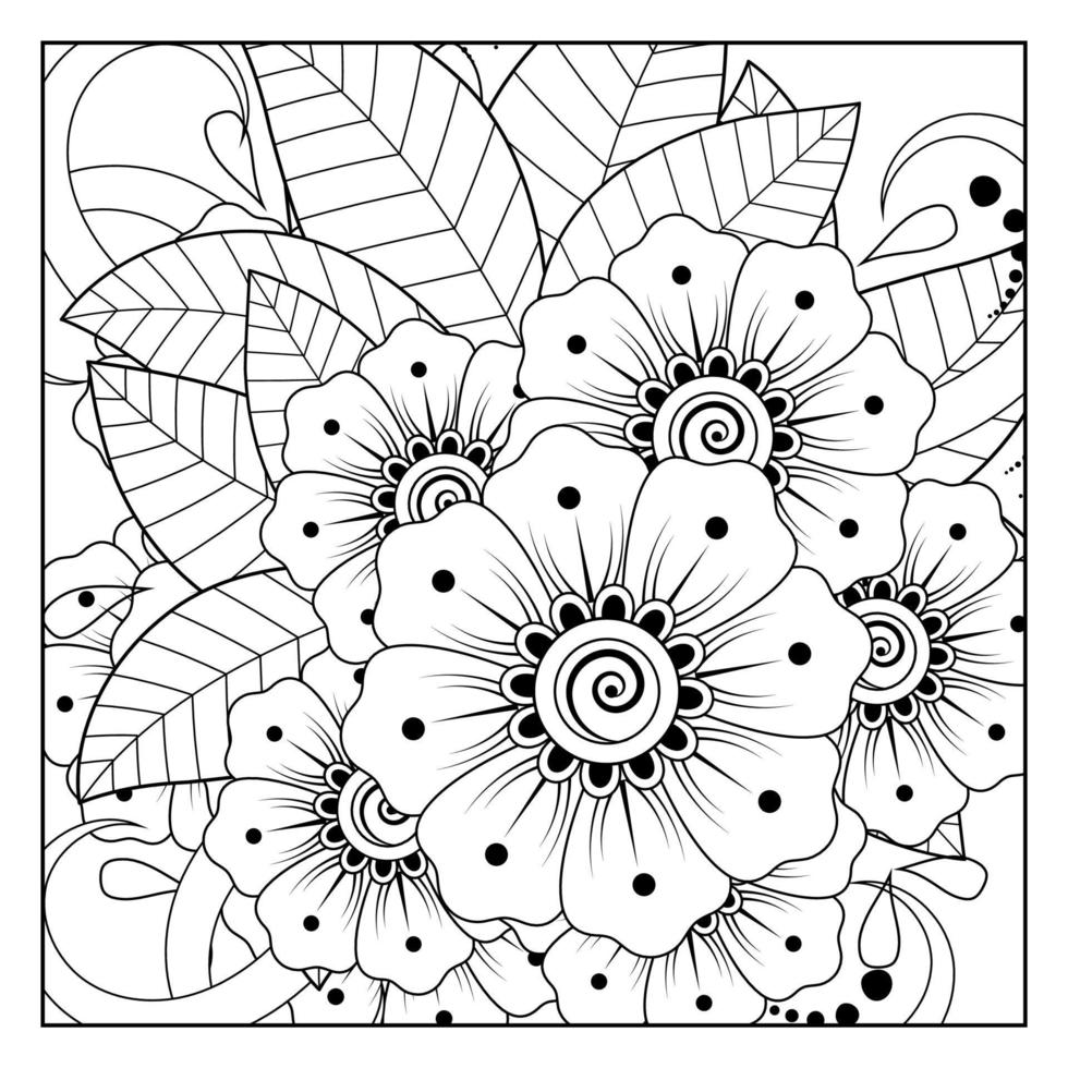 Adorno decorativo de flores mehndi en estilo étnico oriental vector