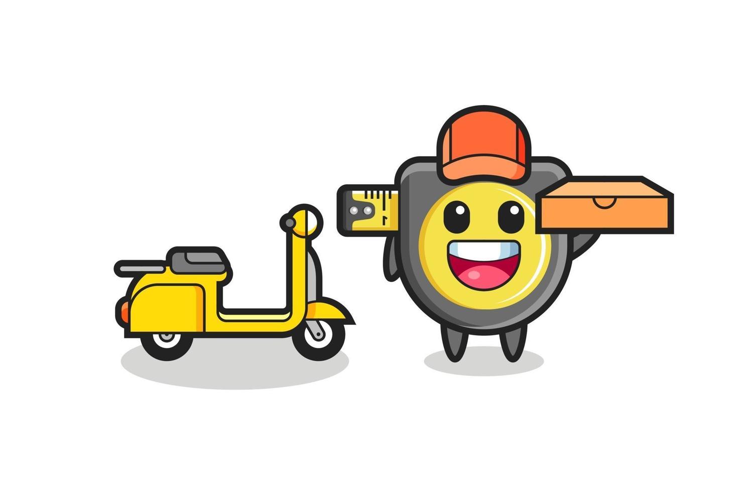 Character Illustration of tape measure as a pizza deliveryman vector