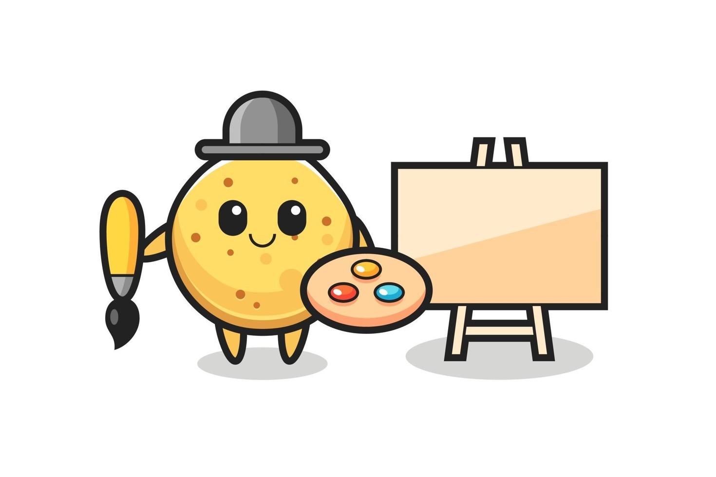 Illustration of potato chip mascot as a painter vector