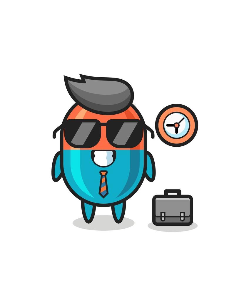 Cartoon mascot of capsule as a businessman vector