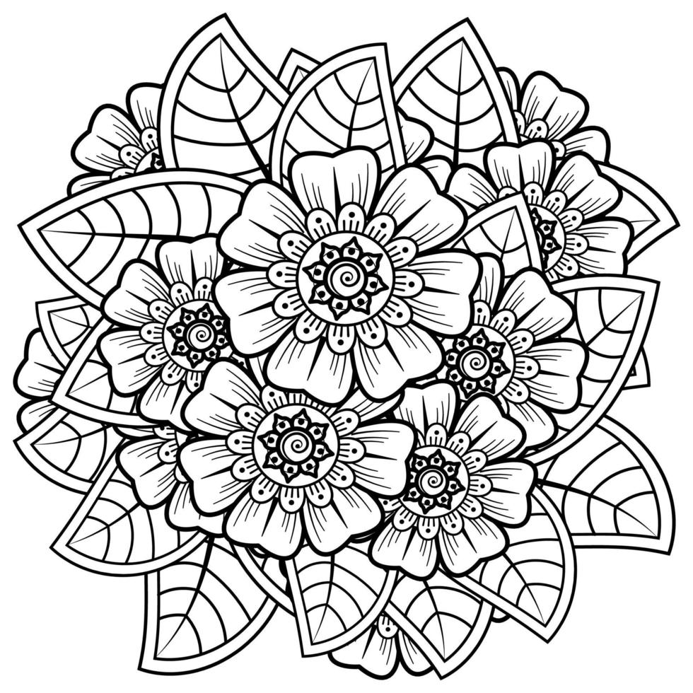mehndi flower decorative ornament in ethnic oriental style vector