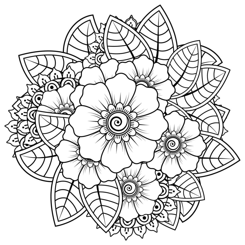 mehndi flower decorative ornament in ethnic oriental style vector