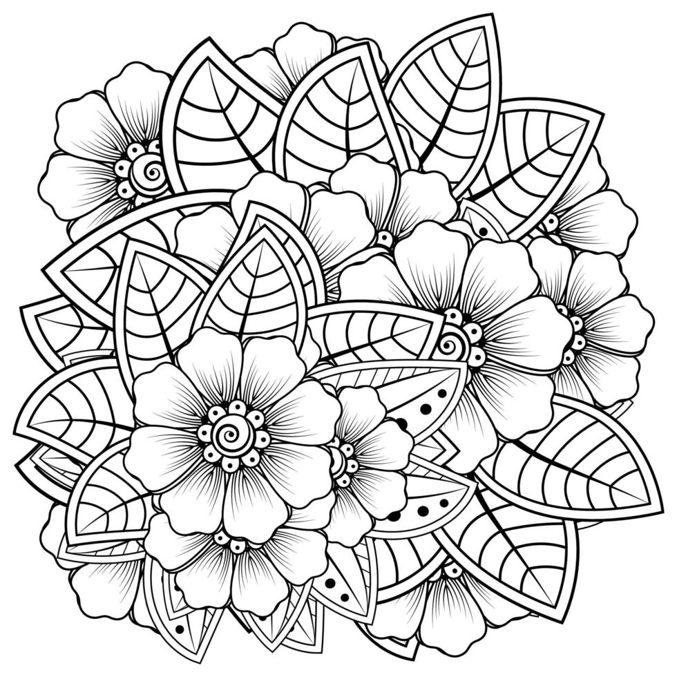 Adorno decorativo de flores mehndi en estilo étnico oriental vector