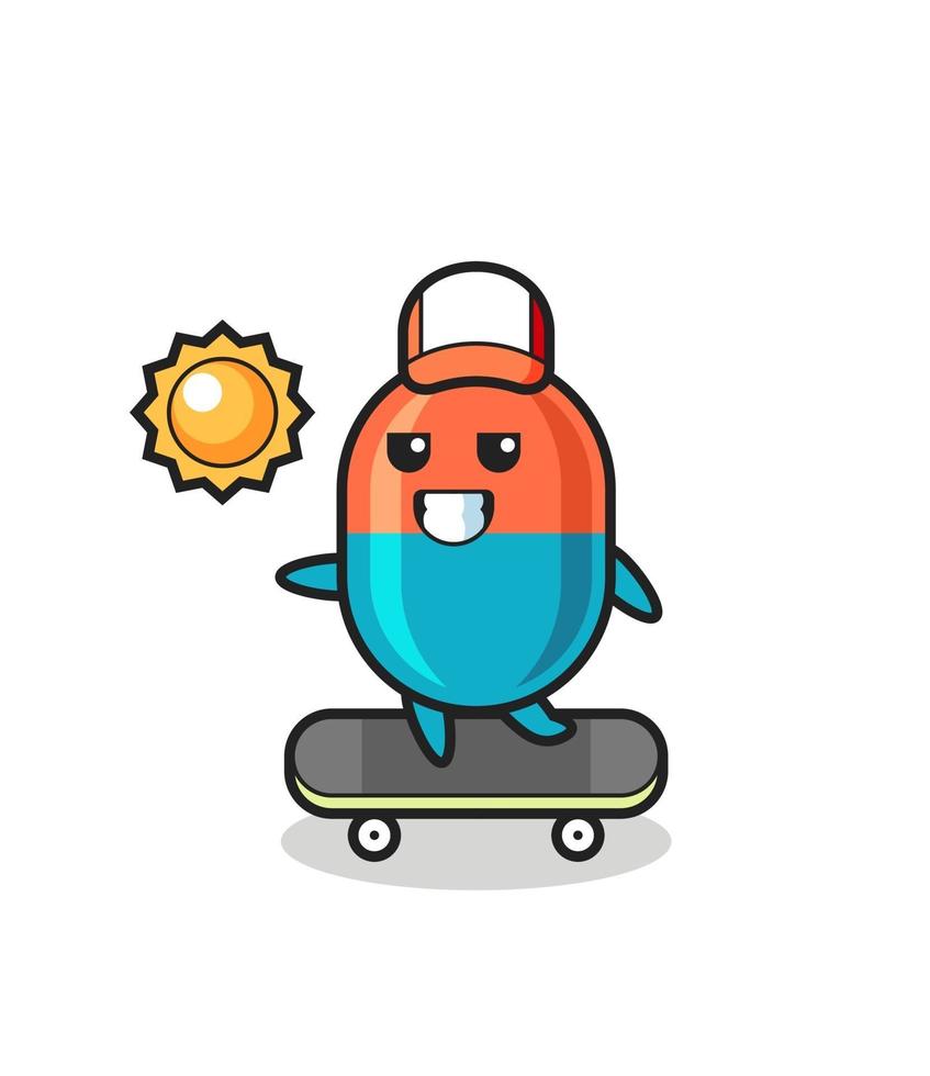 capsule character illustration ride a skateboard vector