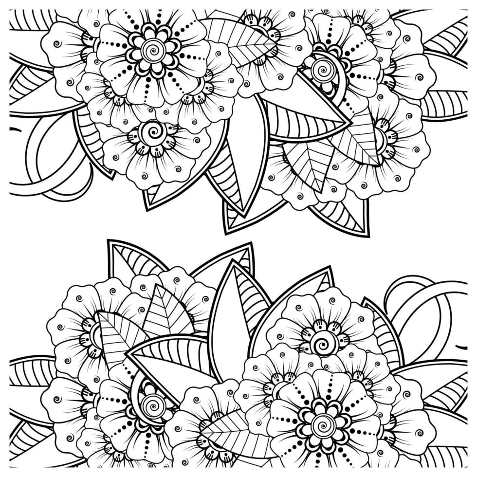 Adorno decorativo de flores mehndi en estilo étnico oriental vector