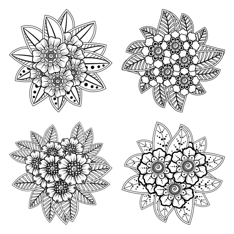 mehndi flower decorative ornament in ethnic oriental style vector