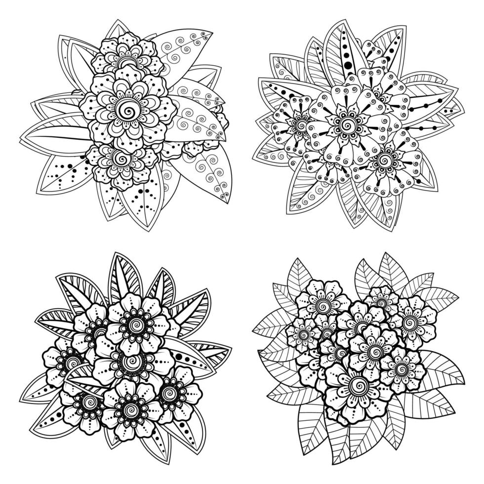 mehndi flower decorative ornament in ethnic oriental style vector