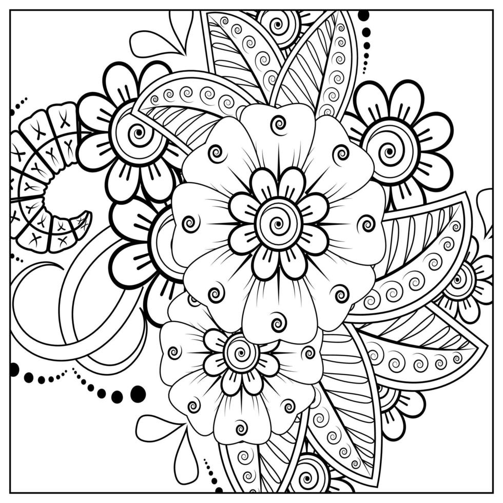 Adorno decorativo de flores mehndi en estilo étnico oriental vector