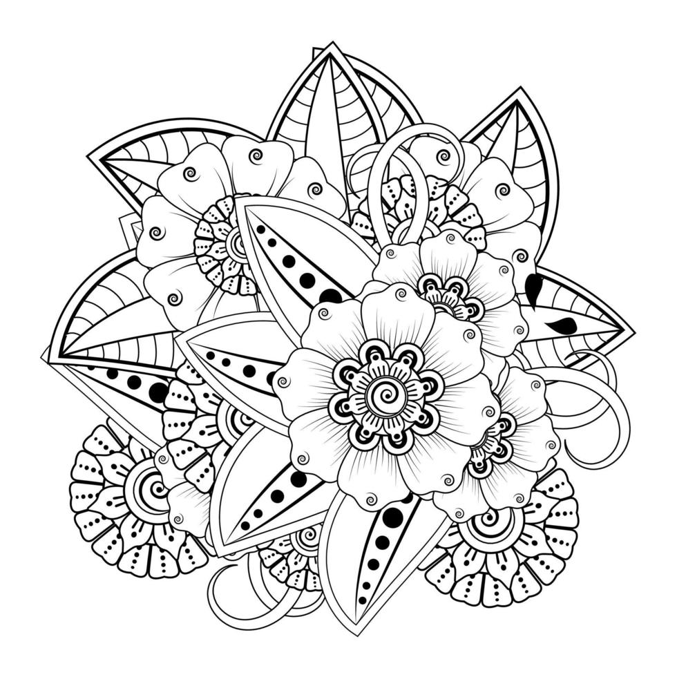 mehndi flower decorative ornament in ethnic oriental style vector