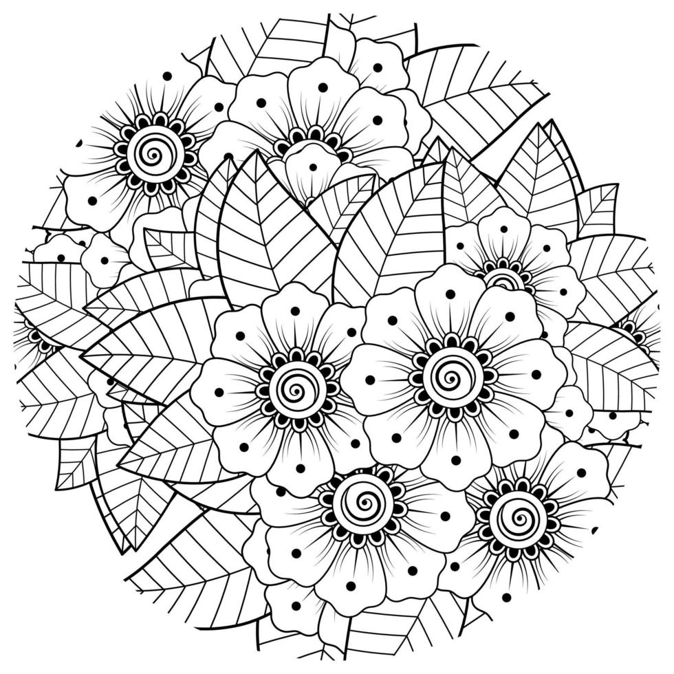 flor mehndi para henna, mehndi, tatuaje, decoración vector