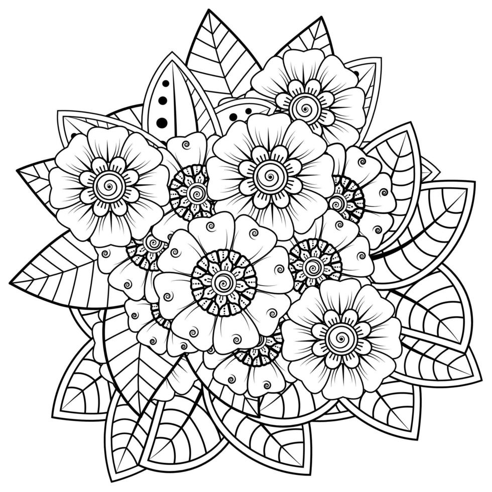 flor mehndi para henna, mehndi, tatuaje, decoración vector