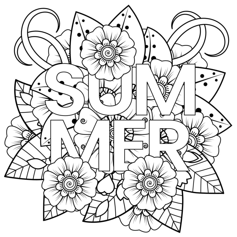 Hello Summer banner template with mehndi flower 3469893 Vector Art at ...