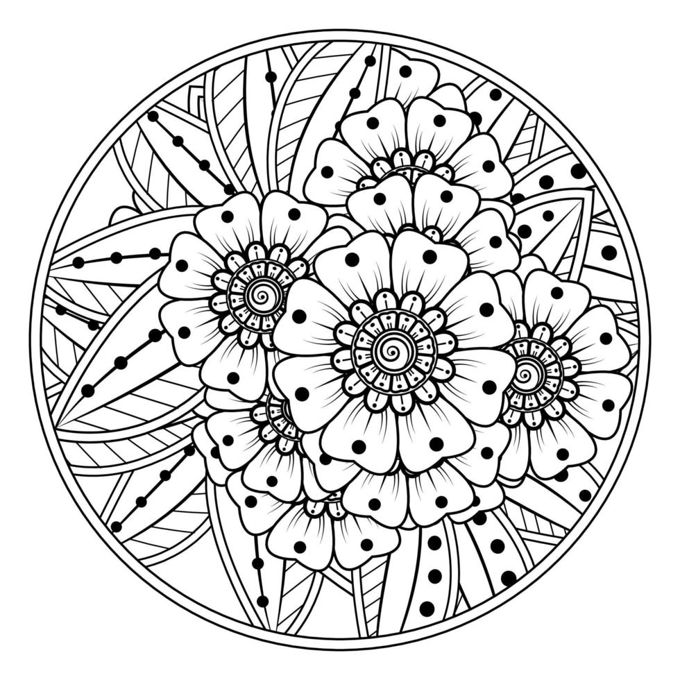 flor mehndi para henna, mehndi, tatuaje, decoración vector