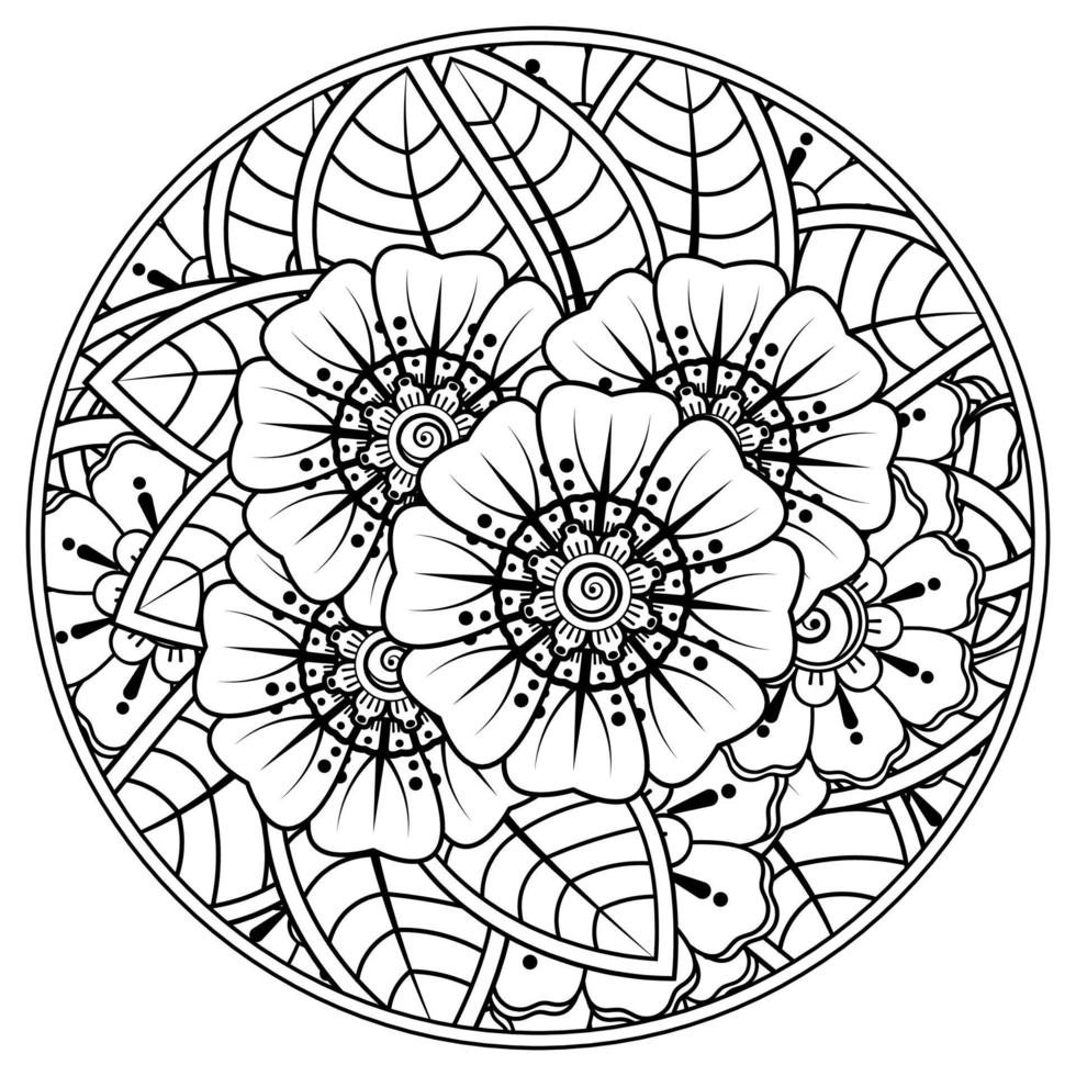 Mehndi flower for henna, mehndi, tattoo, decoration vector