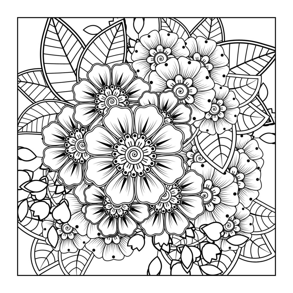 mehndi flower decorative ornament in ethnic oriental style vector