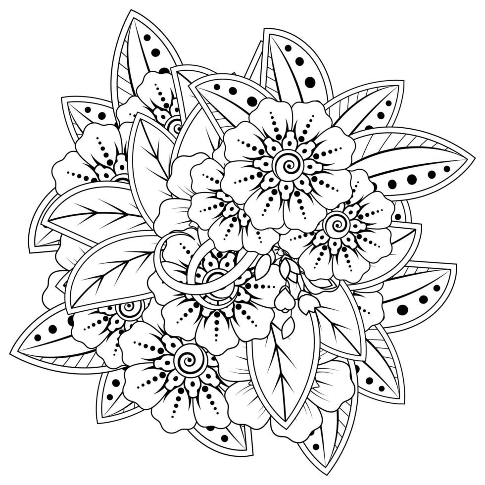 flor mehndi para henna, mehndi, tatuaje, decoración vector