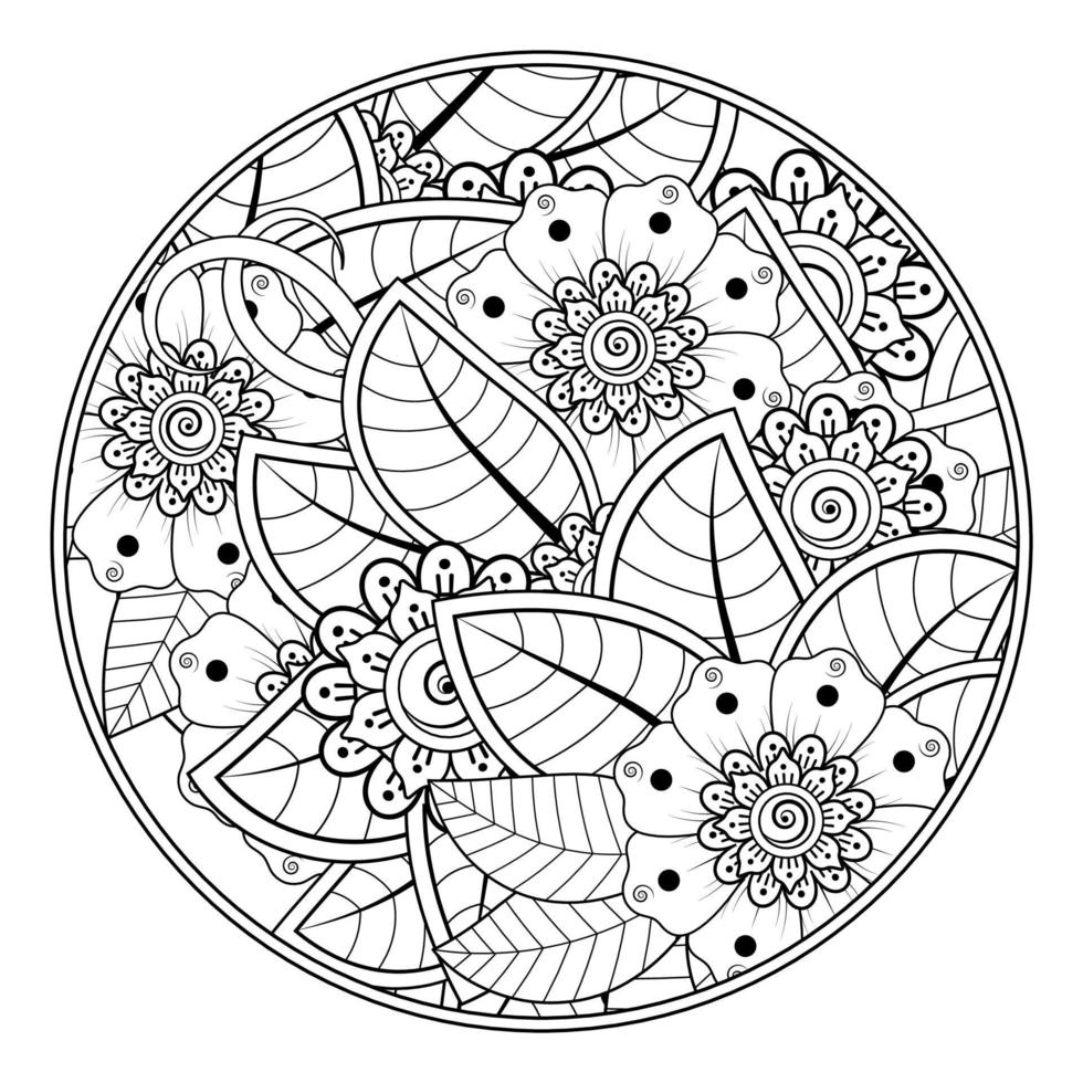 flor mehndi para henna, mehndi, tatuaje, decoración vector