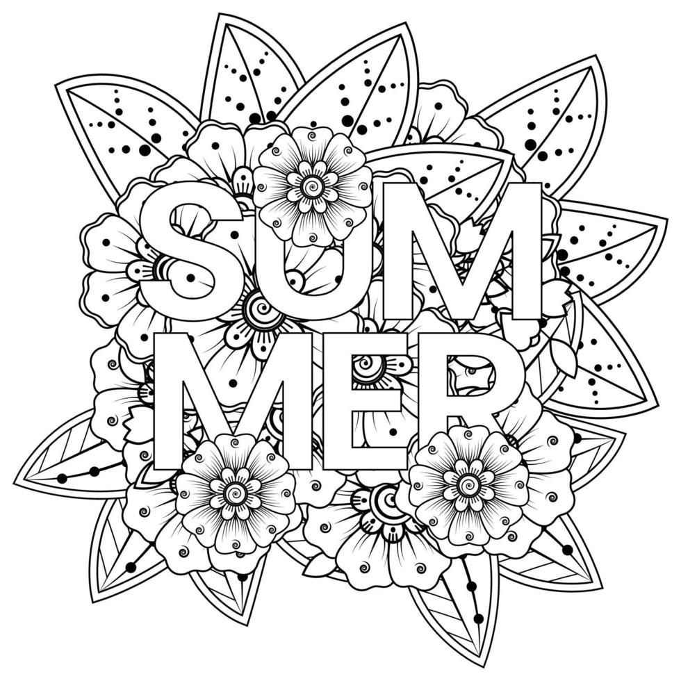 Hello Summer banner template with mehndi flower vector