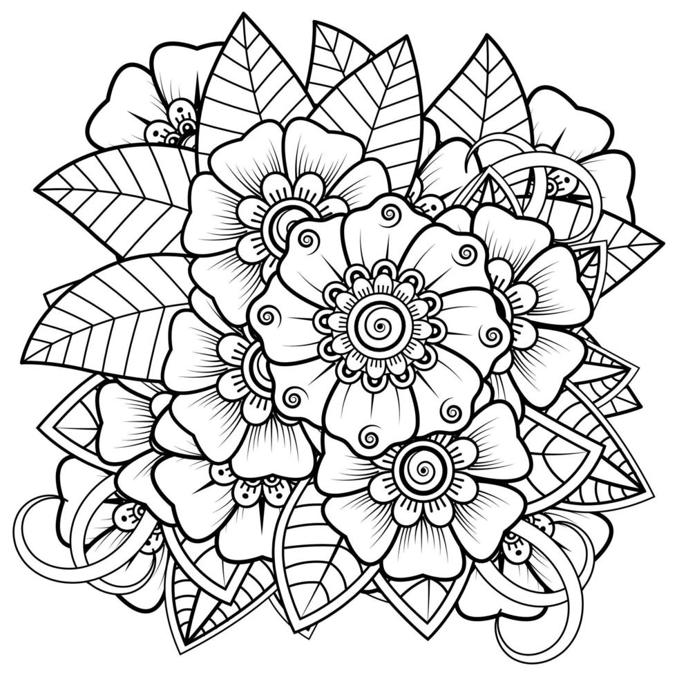 Adorno decorativo de flores mehndi en estilo étnico oriental vector