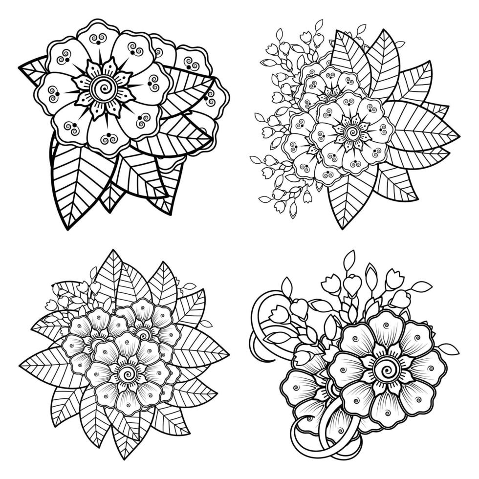 Adorno decorativo de flores mehndi en estilo étnico oriental vector