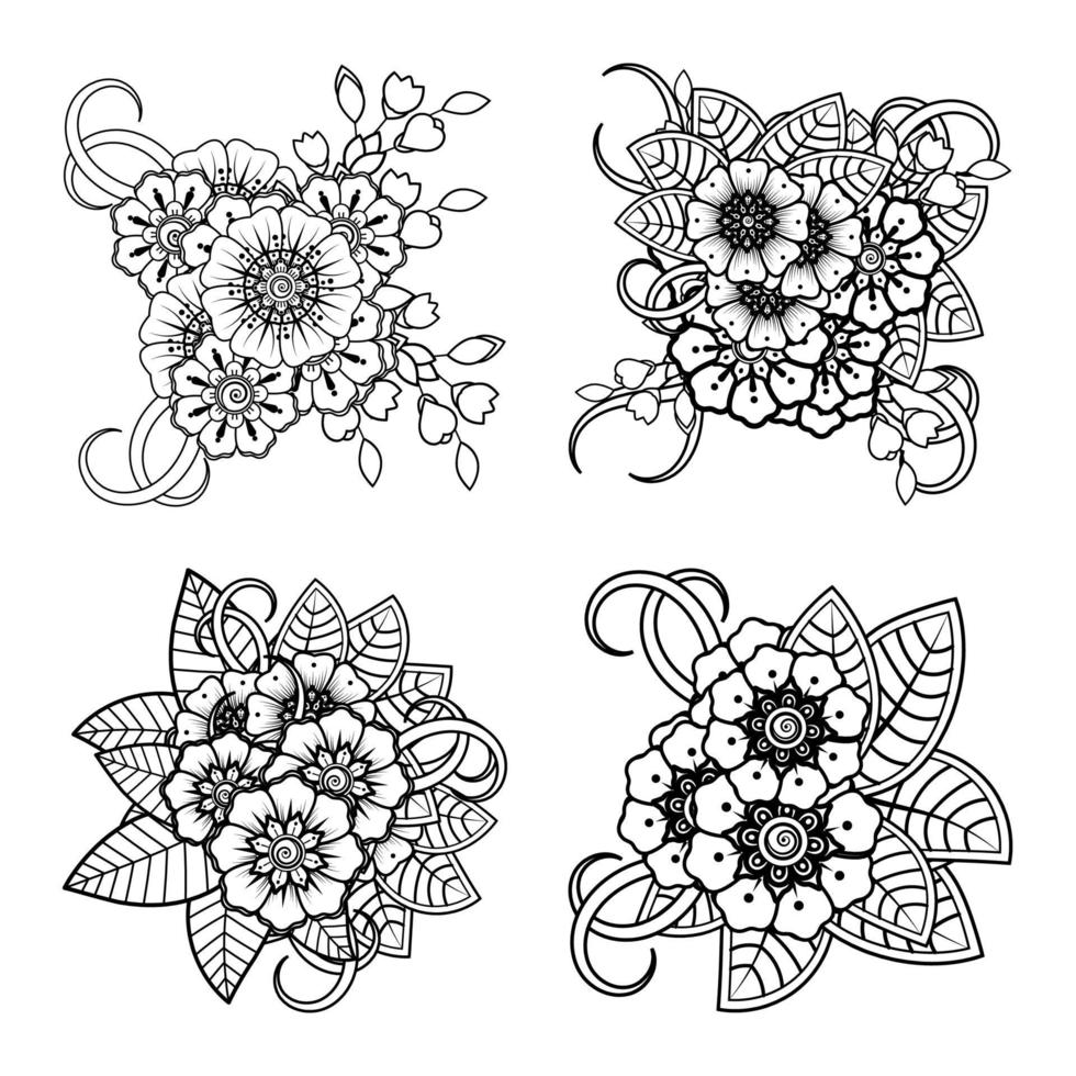 Adorno decorativo de flores mehndi en estilo étnico oriental vector