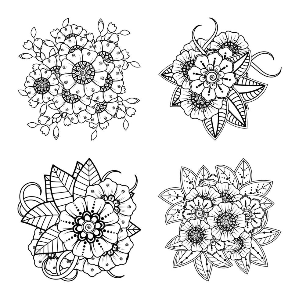 mehndi flower decorative ornament in ethnic oriental style vector