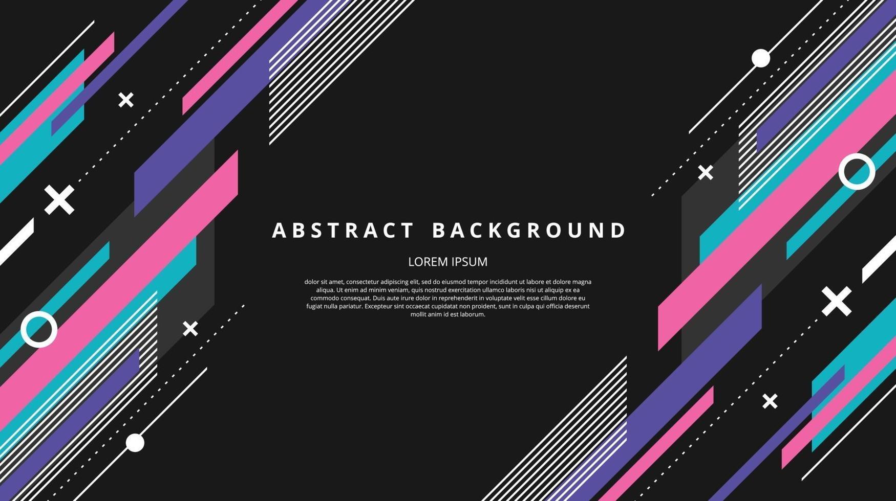 Abstract flat diagonal memphis line shapes background vector