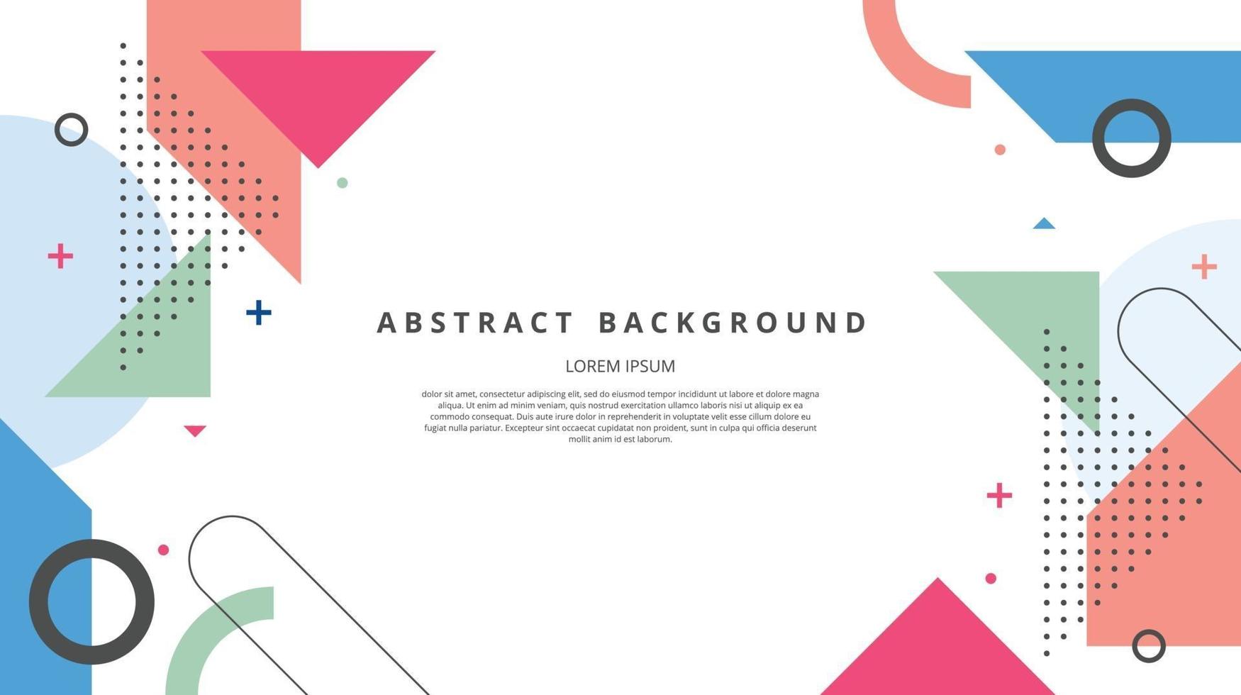Abstract flat memphis ytiangle square shapes background vector