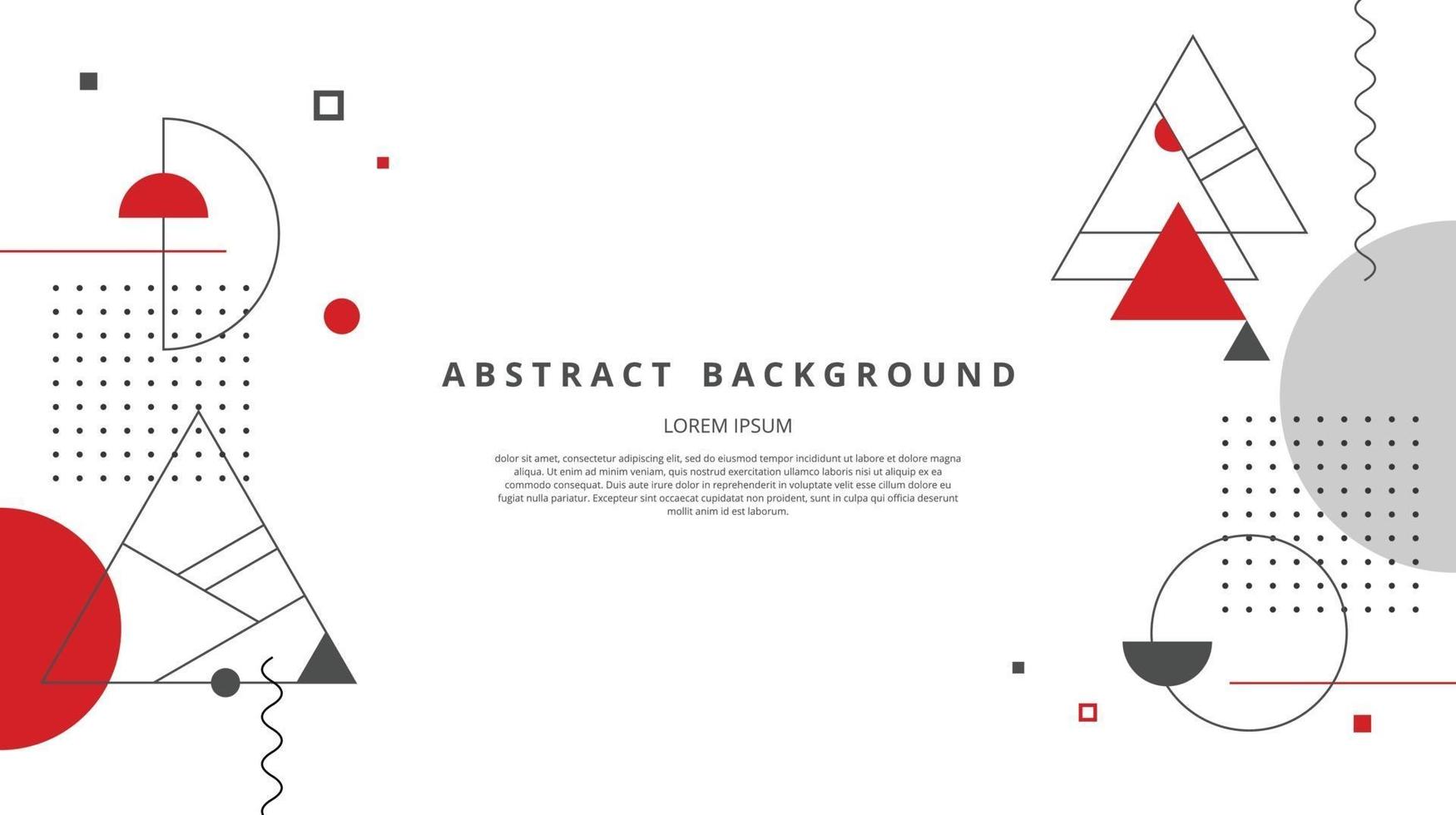 Abstract flat memphis geometric white red black background vector