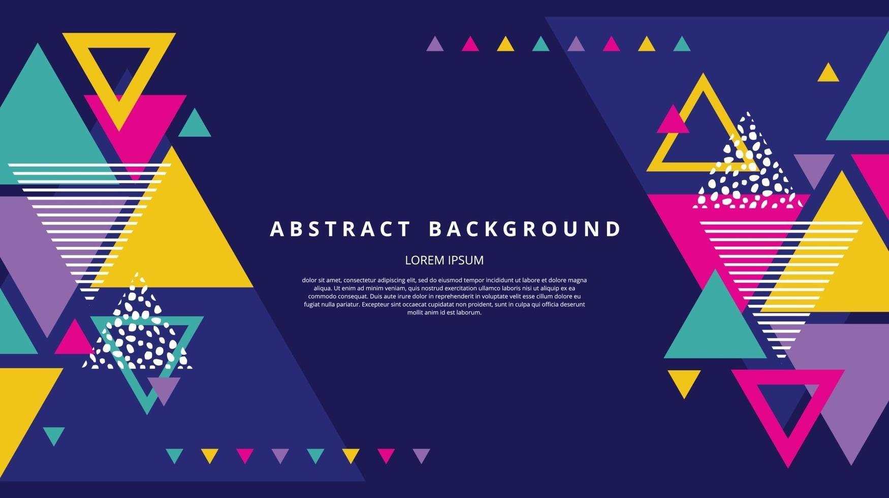 Abstract flat memphis triangle shapes background vector