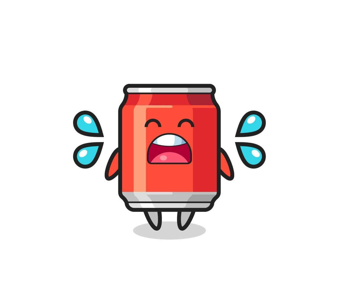 drink can cartoon illustration with crying gesture vector