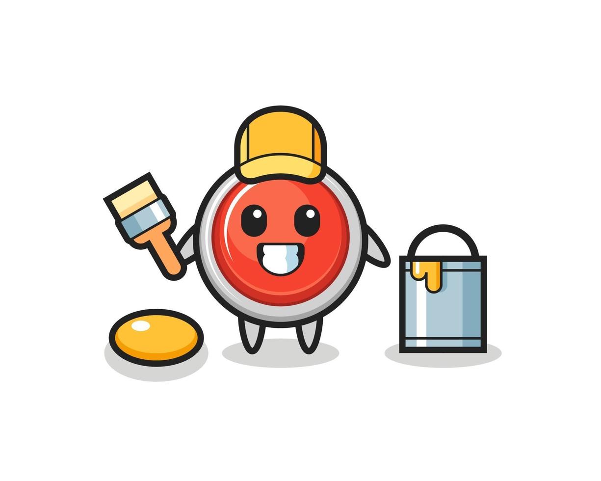 Character Illustration of emergency panic button as a painter vector