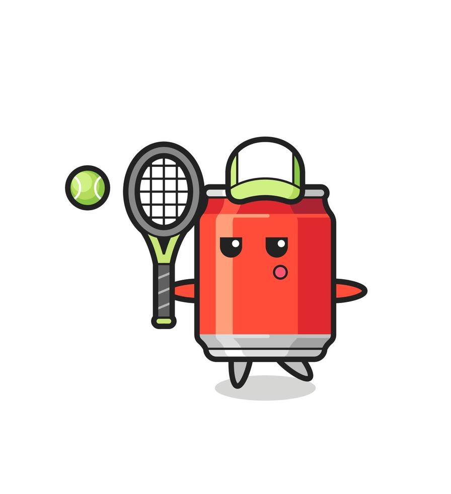 Cartoon character of drink can as a tennis player vector