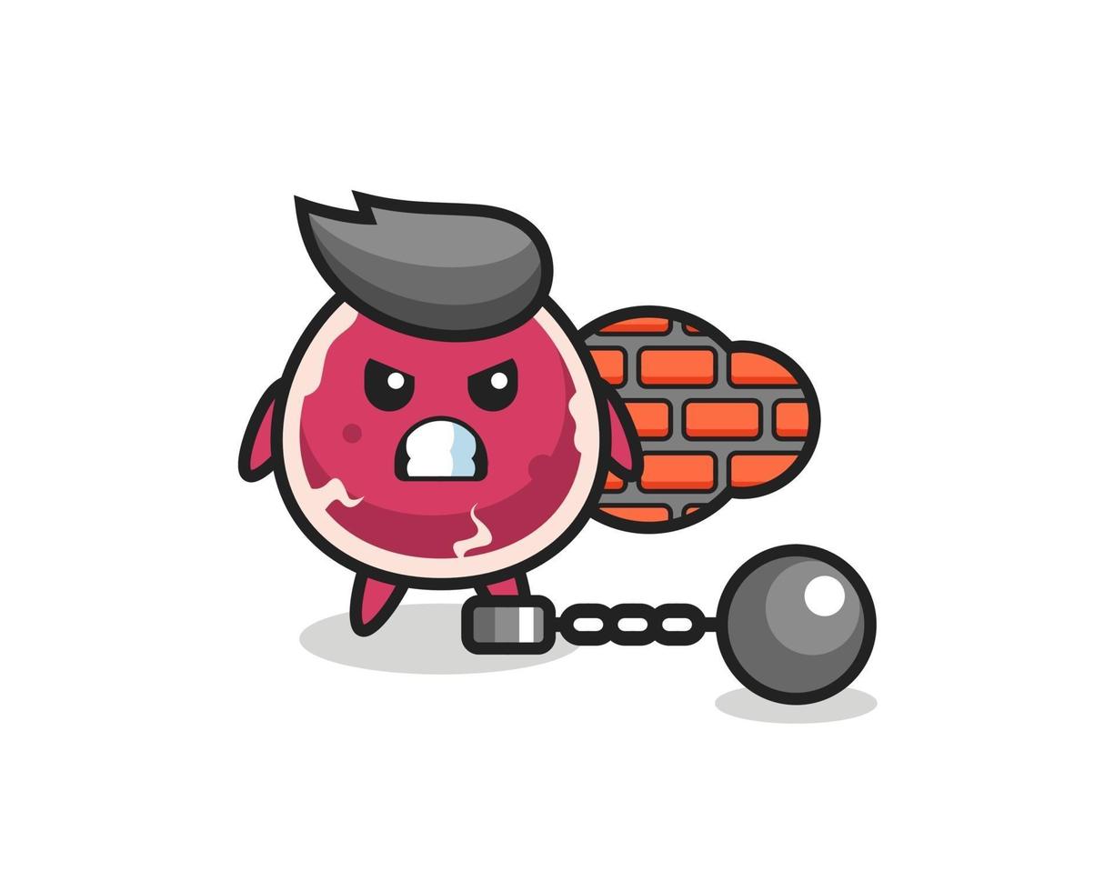 Character mascot of beef as a prisoner vector