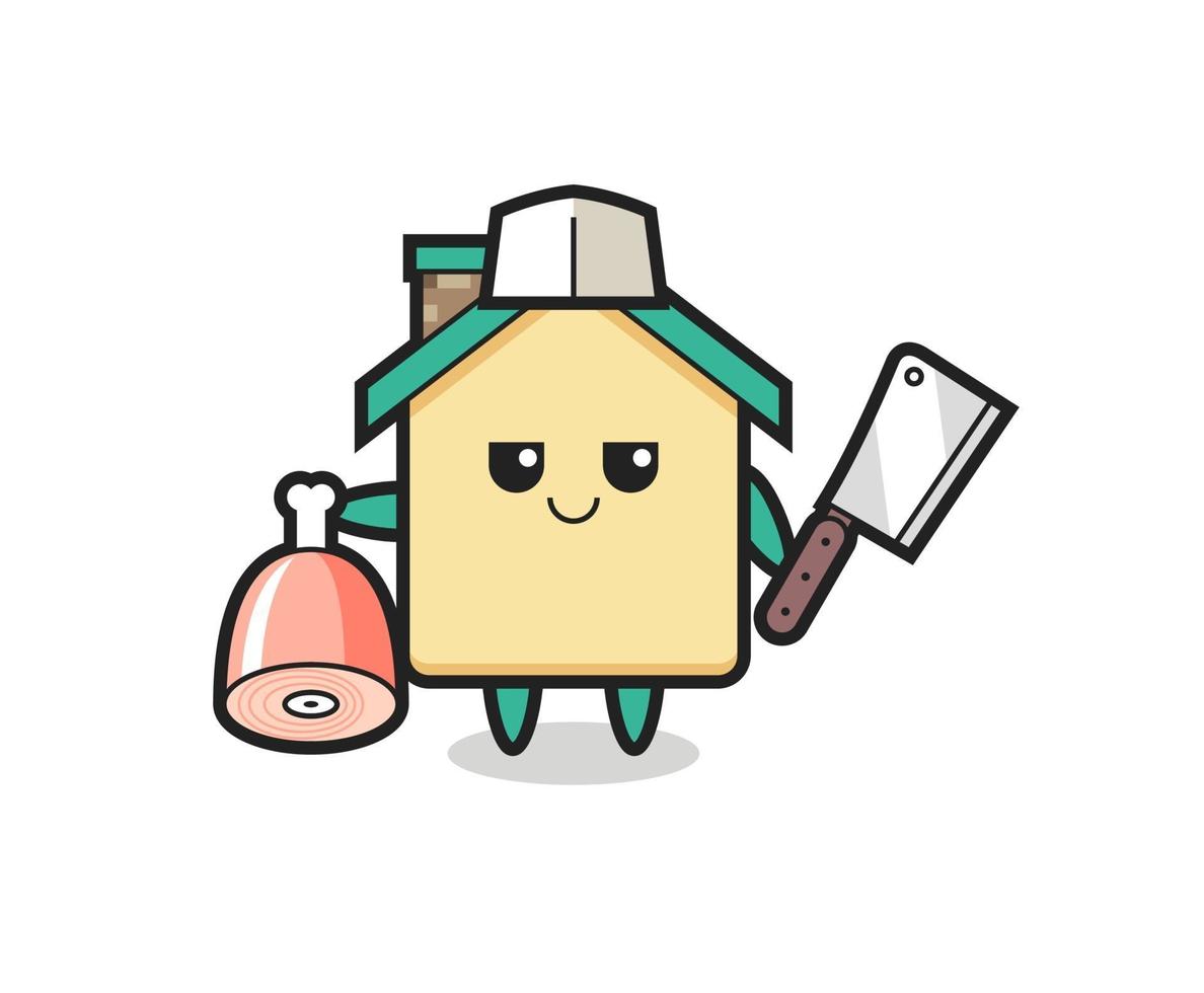 Illustration of house character as a butcher vector